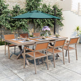 Experience Outdoor Dining Freedom with a Flexible Set Including Six Chairs and a Table that Extends from 62.9 to 82.6 Inches