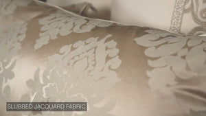 Ivory Damask Jacquard Comforter Ensemble with Embroidered Border - 9-Piece Set