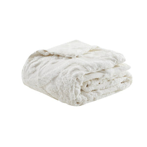 King/Cal King 3 Piece Tufted Cotton Chenille Damask Duvet Cover Set - Off-White