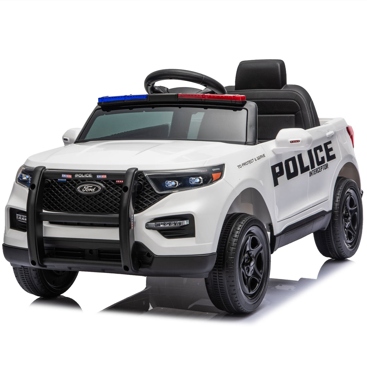 Licensed Ford Police 12V Ride-On Truck with Parental Remote Control