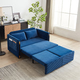 Convertible Velvet Loveseat Sleeper with Arm Storage and Adjustable Back