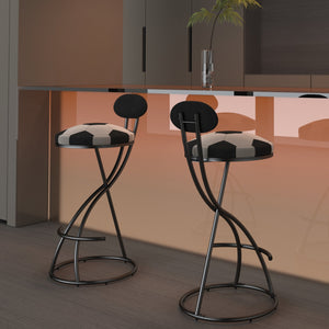 Upholstered S-shaped Barstools Set of 2