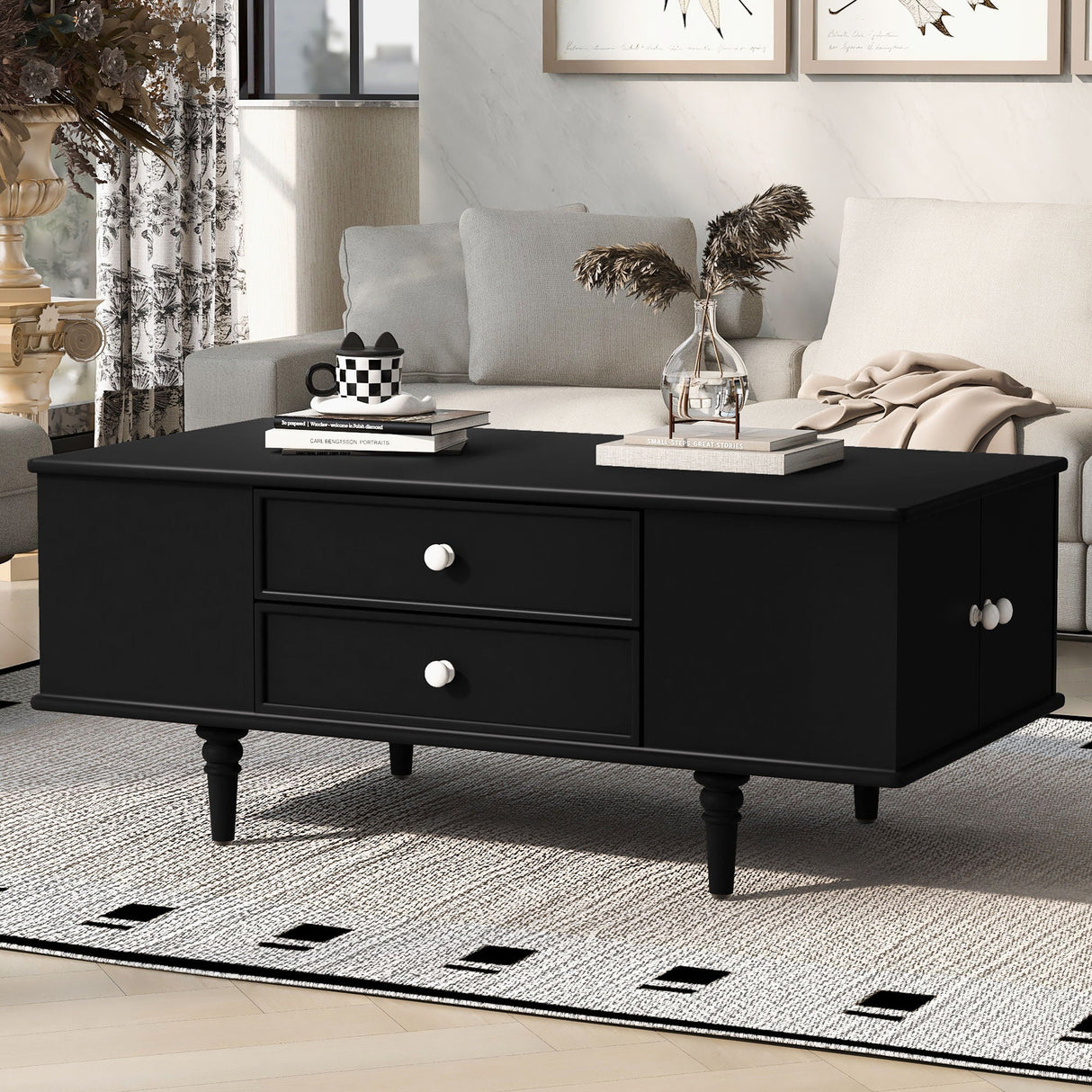 Modern Rectangle Coffee Table With Four Drawers