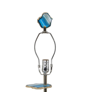 15x29.5 Blue and White Agate Slice Table Lamp with Marble Base