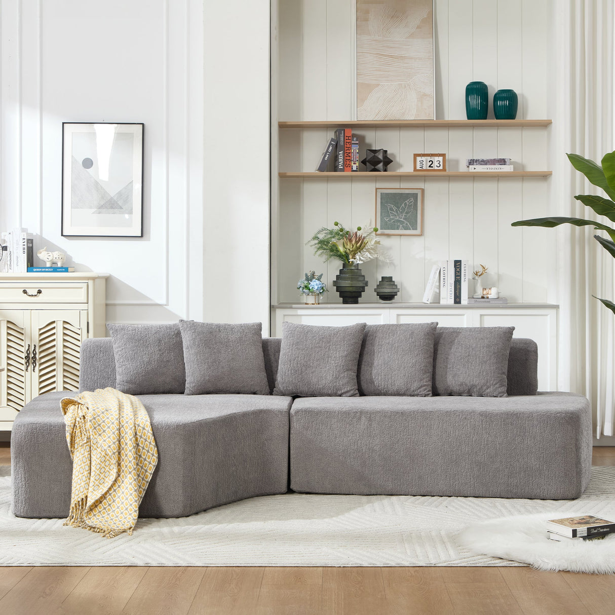 Compression Sectional Couch with Comfy Chaise