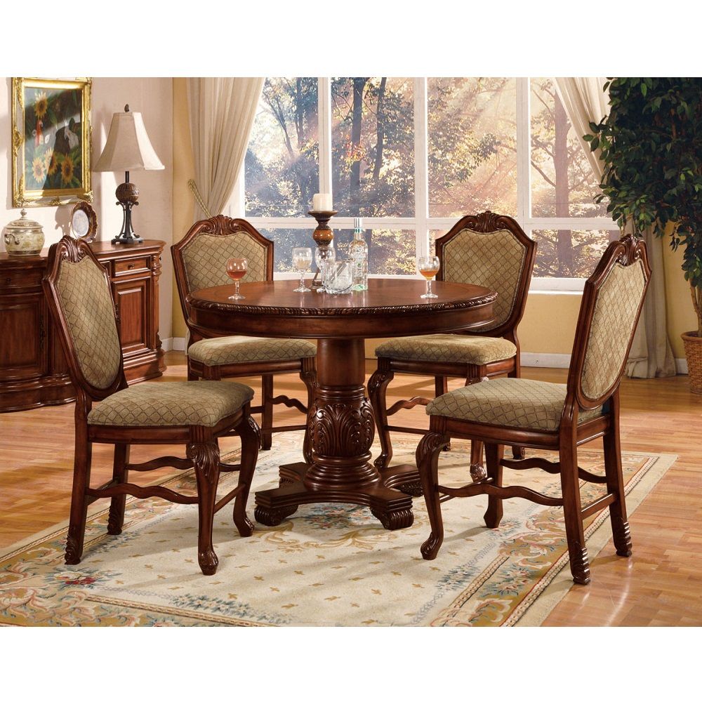 Chateau De Ville - Counter Height Chair (Set of 2) - Fabric & Cherry Finish