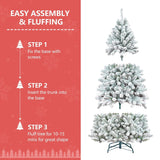 4FT Flocked Christmas Tree with Pine Cones and Snowy PVC Design