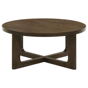 Kessler Round Sculptural Wood Coffee Table Brown