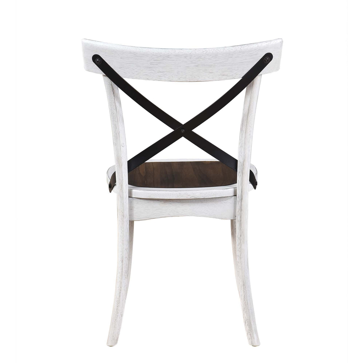 2 Pieces Set Dining Side Chair Rustic Modern Farmhouse Design Retro Design With Metal X Design - Antique Dark Oak / Antique White