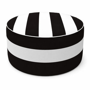 2 Pack Outdoor Inflatable Ottoman - Black/White Striped