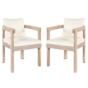 Acacia Wood Dining Chairs Set of 2, Armchairs with Cushions