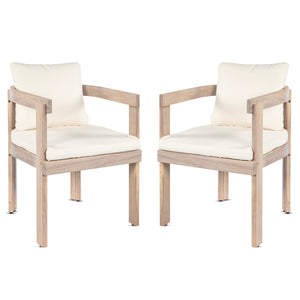 Acacia Wood Dining Chairs Set of 2, Armchairs with Cushions