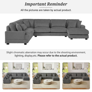 Oversized Sectional Sofa U - Shaped Sofa Couch Modern Sofa Upholstered In Soft With A Chaise Lounge For Living Room