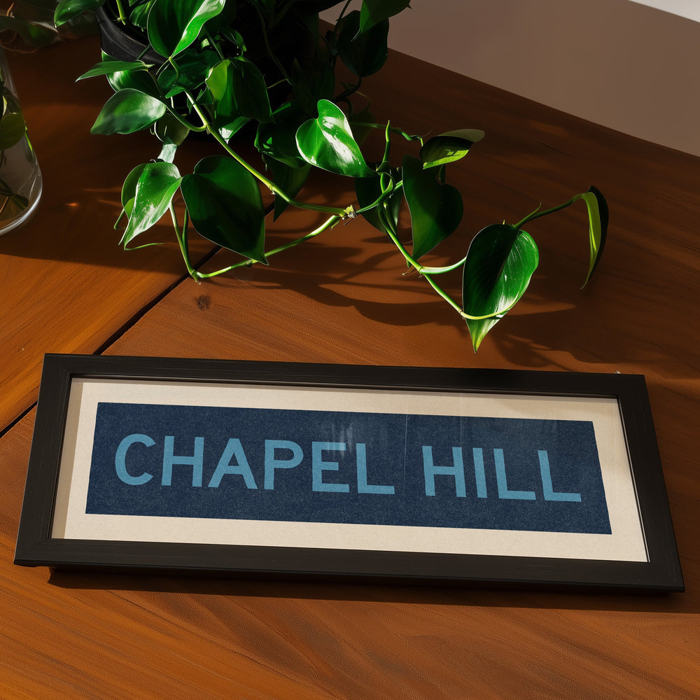 Framed Chapel Hill Blue Bus Scroll