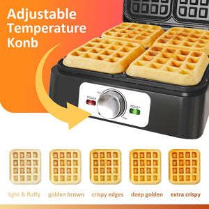Stainless Steel 4 Slices Belgian Waffle Maker