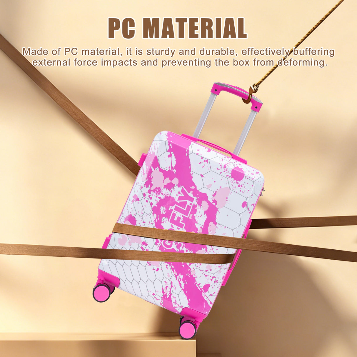 3-Piece Spinner Wheel Luggage Set (20"/24"/28") in Pink