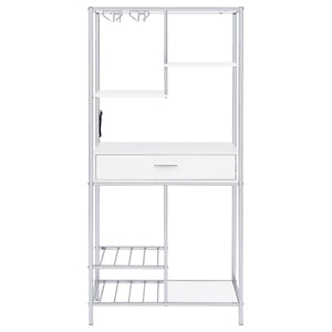 Draper - 5 Shelf LED Wine Cabinet With Pull Out Drawer - Gloss White