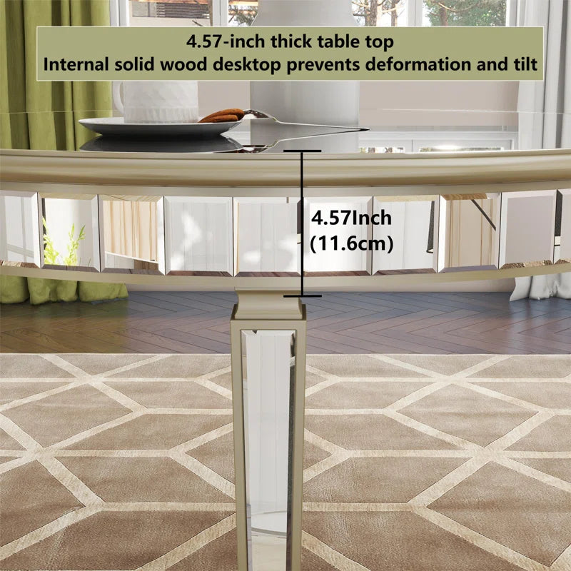 Round Glass Dining Table with Mirror Top