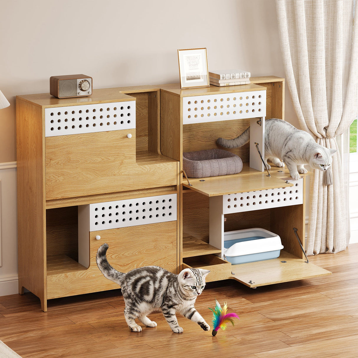 2-Piece Modern 2 IN 1 Cat Furniture Set