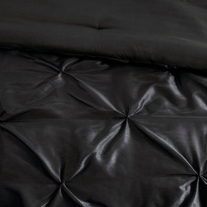 Black 7 Piece Tufted Comforter Set with Embroidered Details - King