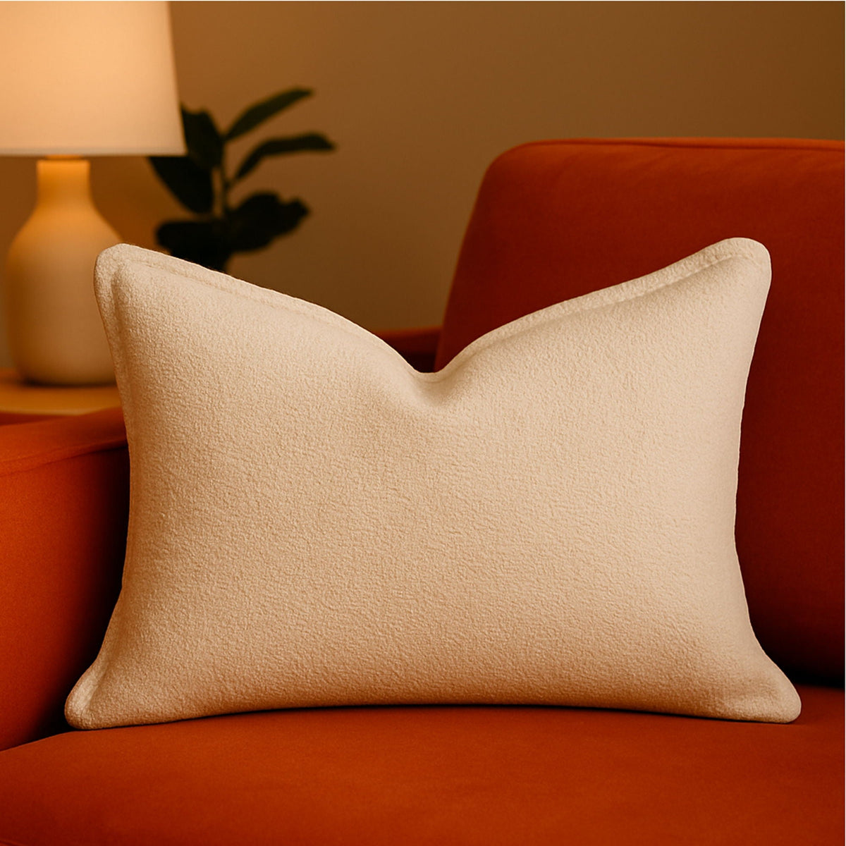 Ivory Textured Throw Pillow with Plush Fill - Homey Cozy Comfort