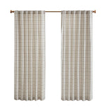 Plaid rod pocket and back tab curtain panel with fleece lining