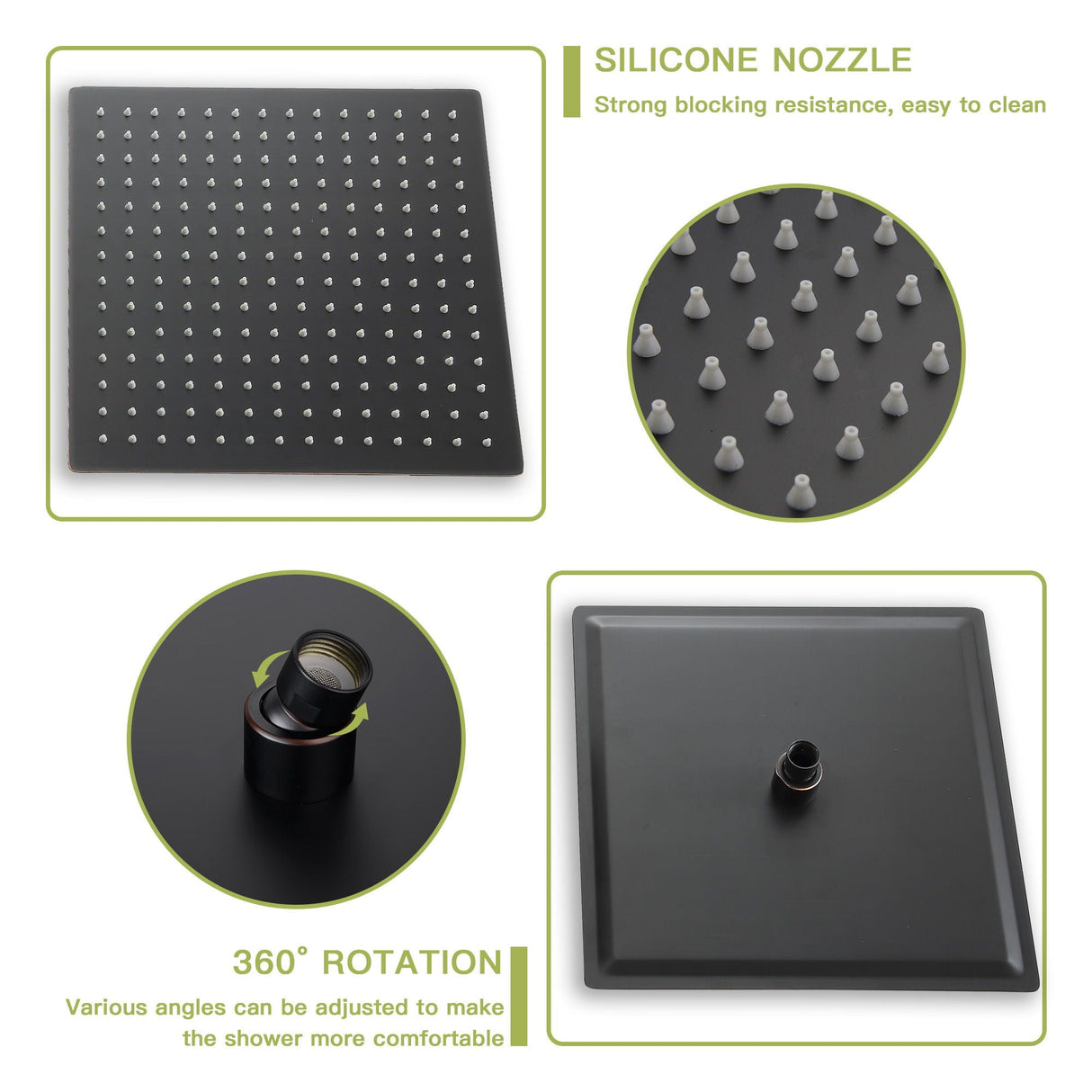 Dual Shower Head 10" Wall Mounted Square Shower System