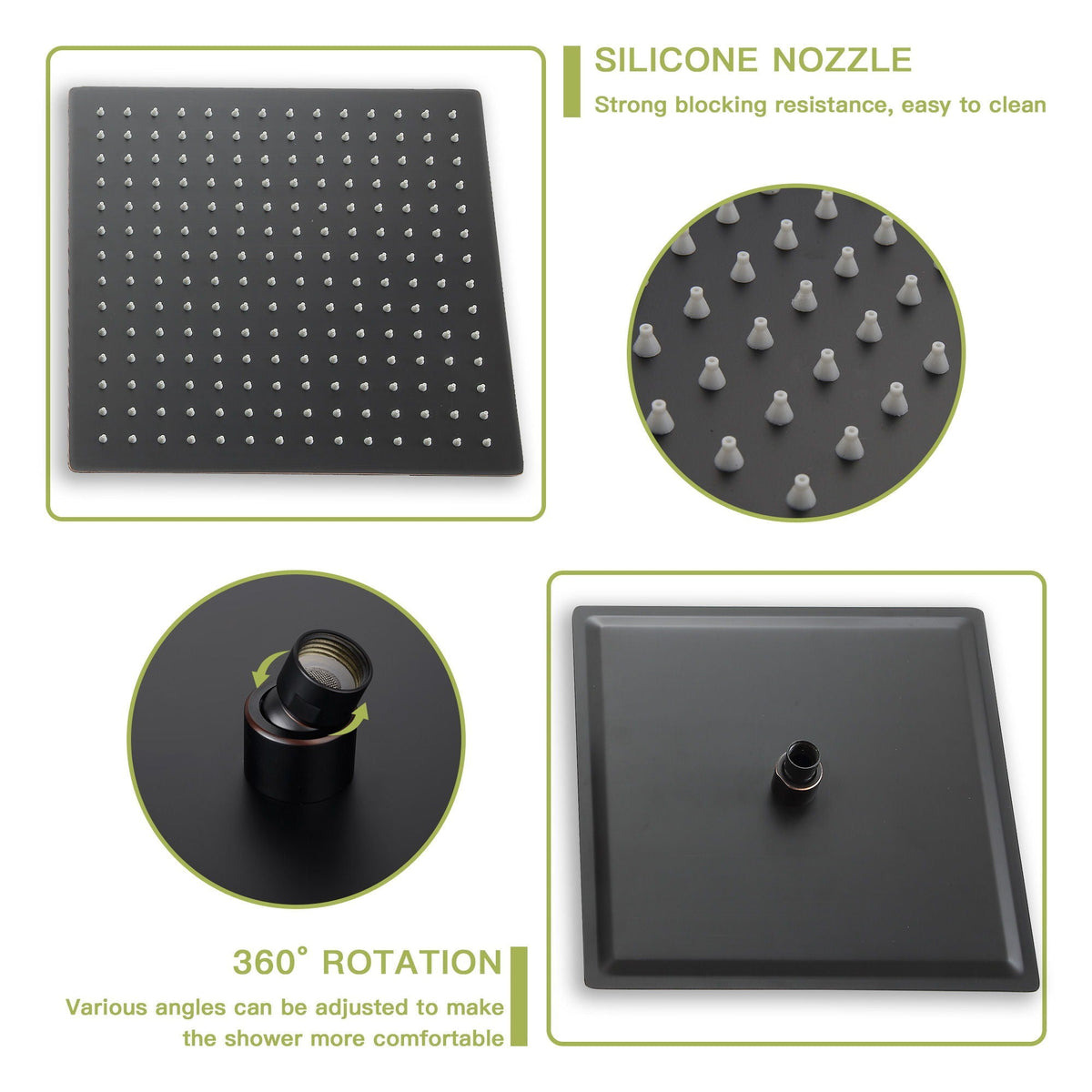 Dual Shower Head 10" Wall Mounted Shower System with Anti-Scald Valve - Black, Gold, or Gray
