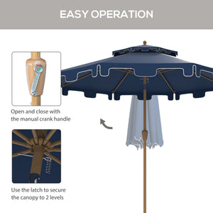 Outsunny 9' Patio Umbrella with Push Button Tilt and Crank