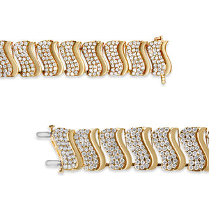 14K Yellow Gold 15.0 Cttw Diamond Chevron Wave 7.25" Inch Link Bracelet (J-K Color, I1-I2 Clarity)