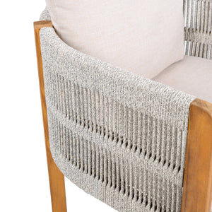 Acacia Wood Outdoor Dining Chairs 2-Pack with Beige Cushions