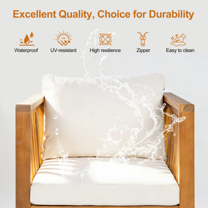 Outdoor Acacia Wood Club Chair with Modern Square Arms