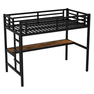 Metal Twin XL Size Loft Bed with Power Outlet and LED Light