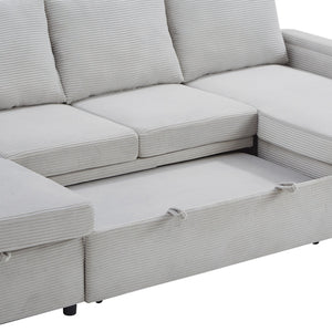 U Shaped Sectional Sofa Bed With Storage Chaise Lounges, USB Ports, And Cup Holders