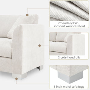 Modern Cloud Sectional Sofa L Shaped Luxury Couch Set With 2 Free Pillows 4 Seat With Oversized Chaise