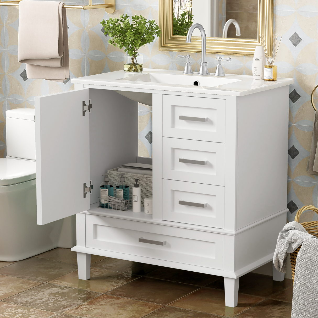 30" Modern Bathroom Vanity with Sink Combo Set