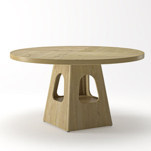 Farmhouse Round Dining Table With Storage Base