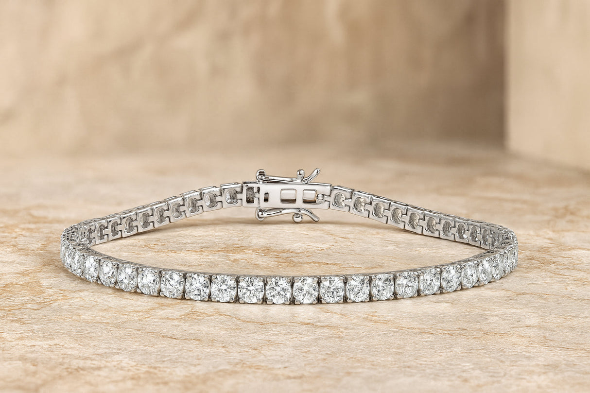 14K Gold Lab-Grown Round Diamond Four-Prong Tennis Bracelet