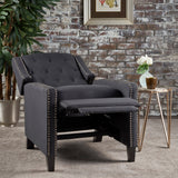 Classic Dark Grey Fabric Push Back Chair with Riveted Armrests