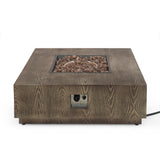 Wellington Square Iron Fire Pit with Wood Pattern Design and 50,000 BTU Output