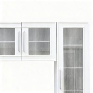 Modern Entertainment Center with Fluted Glass Doors - White or Black