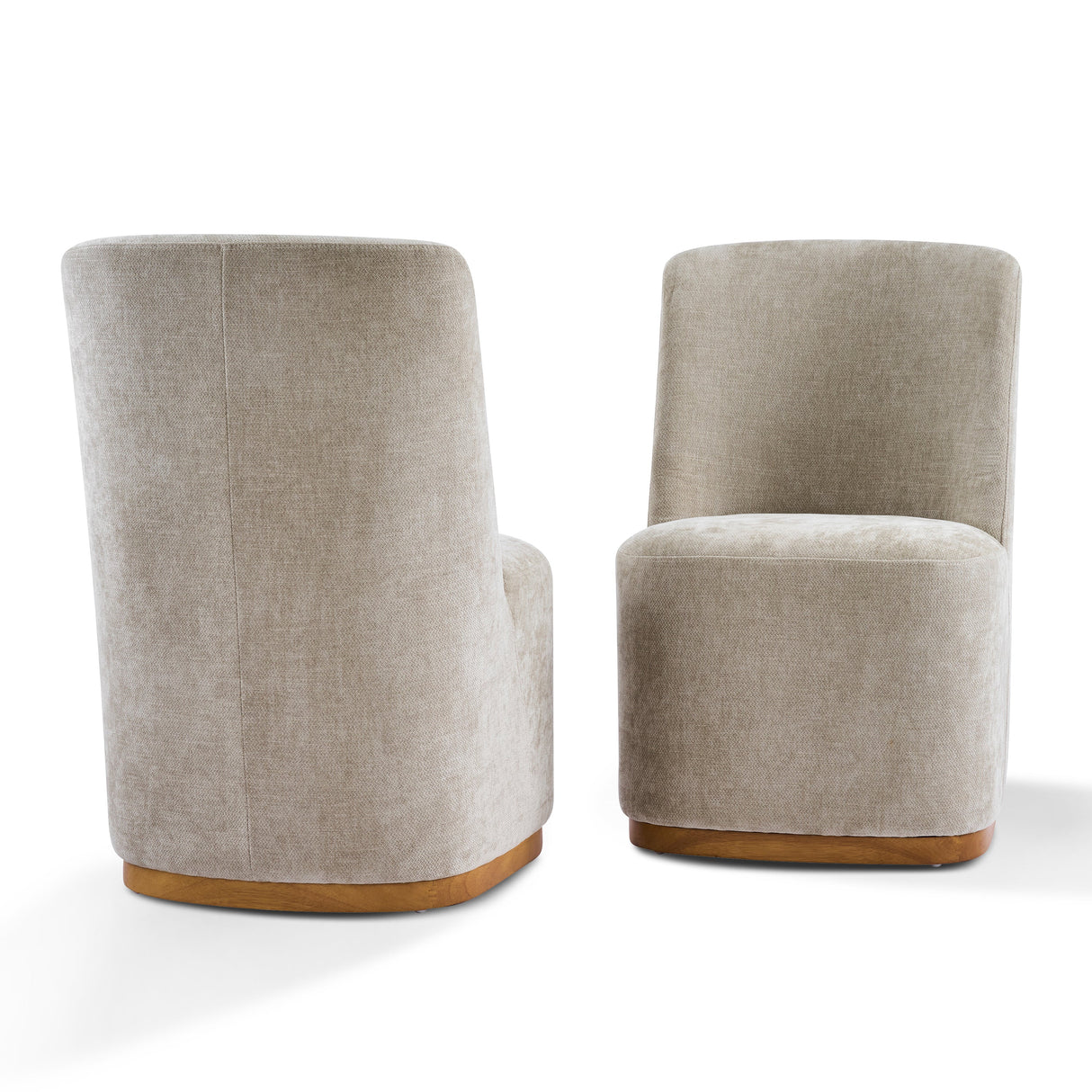 Indoor Dining Chair Set of 2 in Creamy Oatmeal Upholstered Fabric