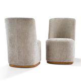 Indoor Dining Chair Set of 2 in Creamy Oatmeal Upholstered Fabric