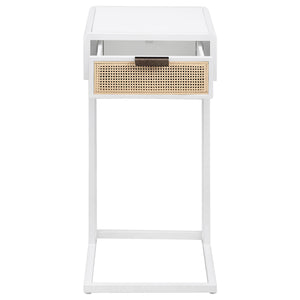 Amherst 1-drawer Radio Weave Cane Metal Side Table White