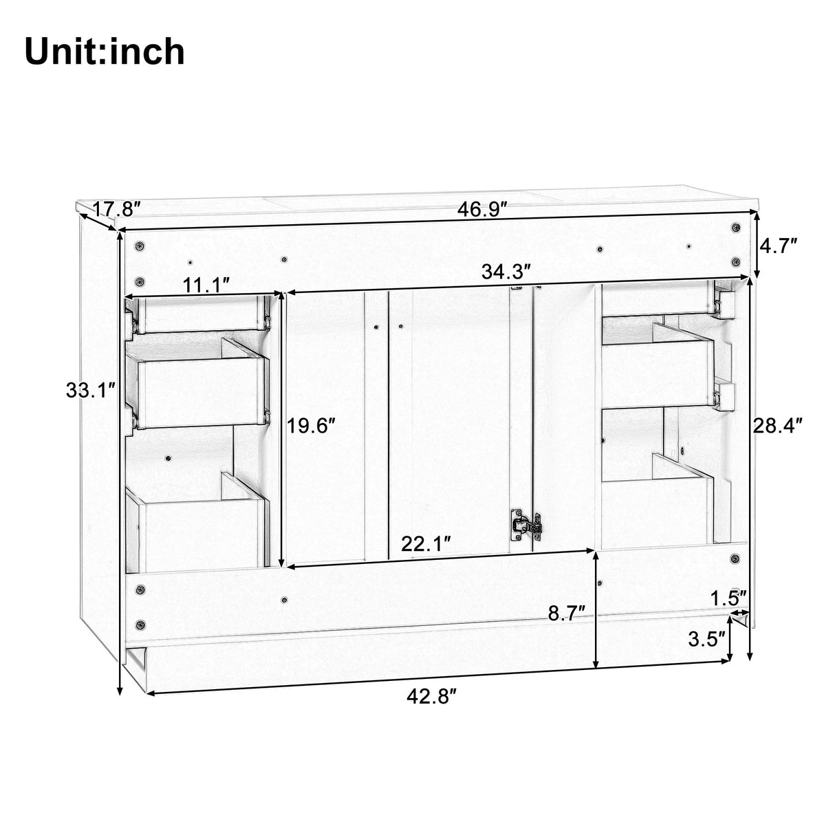 48" Bathroom Vanity with Sink Top