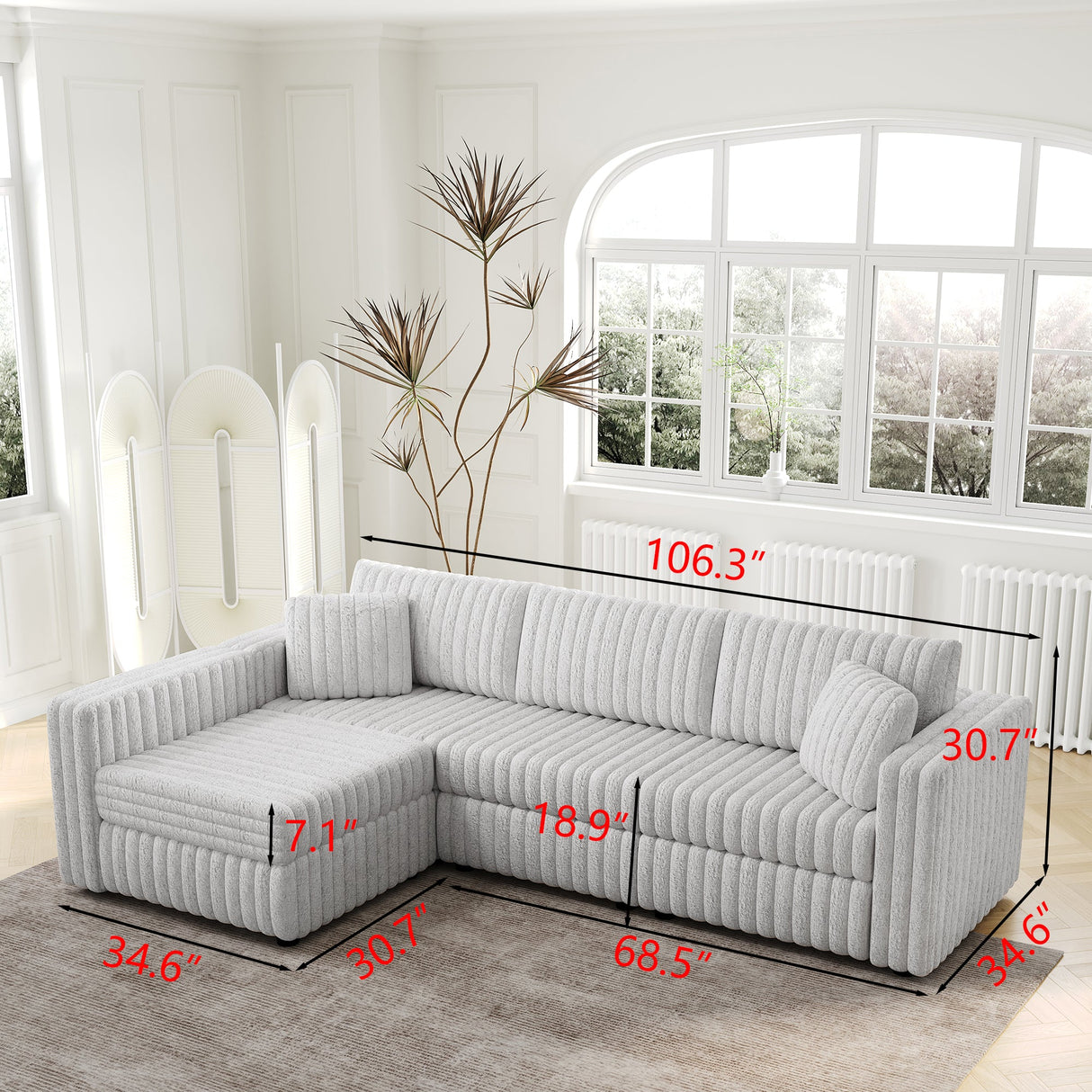 106.3" Soft L-shaped 4-Person Sofa