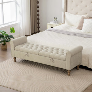 65.75" Wide Modern Upholstered Storage Bench