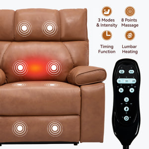 Orange Leatheraire Heat Massage Dual Motor Lift Recliner