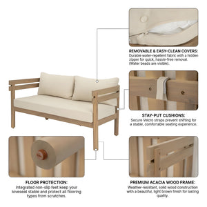 4-Piece Acacia Wood Patio Furniture Set
