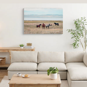 Horse Framed Wall Art Decor: Country Western Farmhouse Wood Painting
